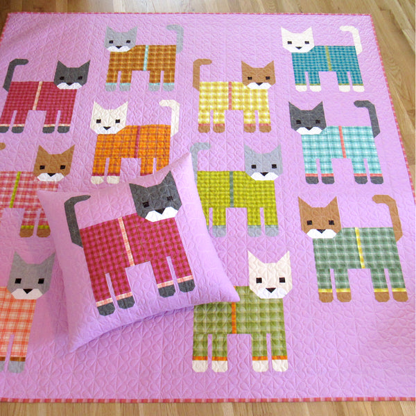 CATS IN PAJAMAS pdf quilt and pillow pattern